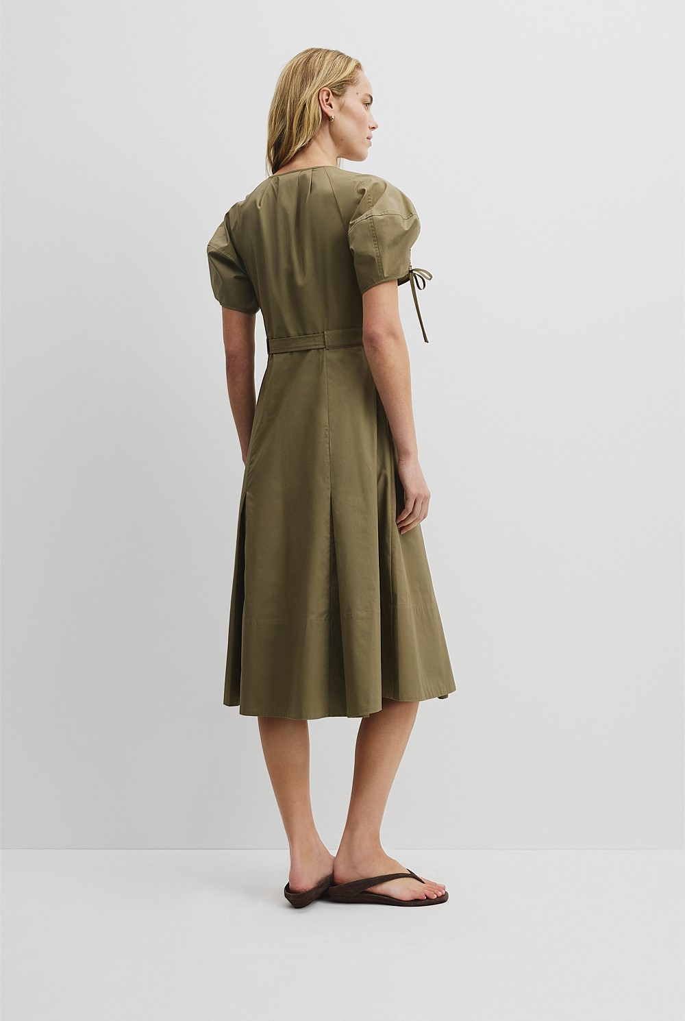 Gathered Sleeve Midi Dress