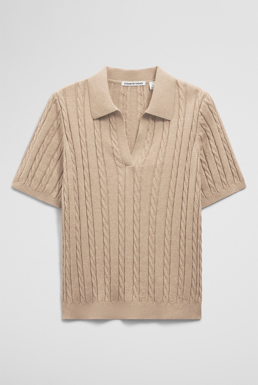 Organically Grown Cotton Blend Cable Polo Knit