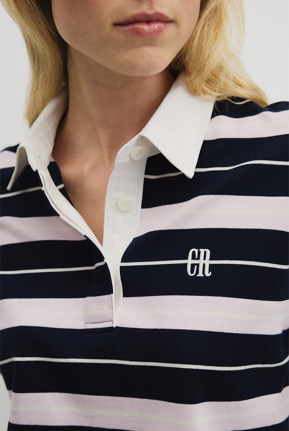 Australian Cotton Stripe Rugby Polo Sweat