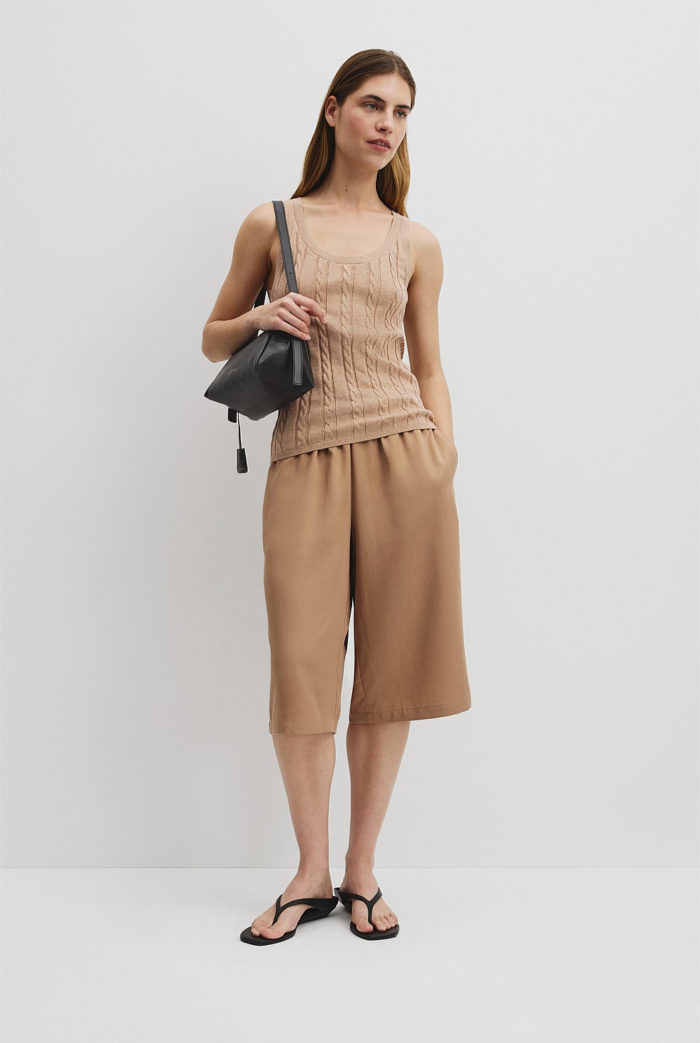 Organically Grown Cotton Blend Cable Knit Tank