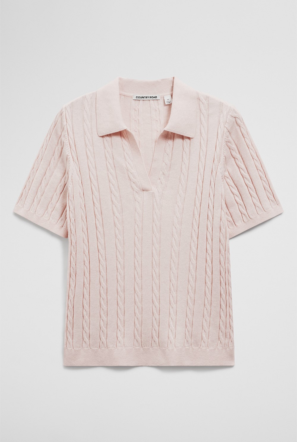 Organically Grown Cotton Blend Cable Polo Knit