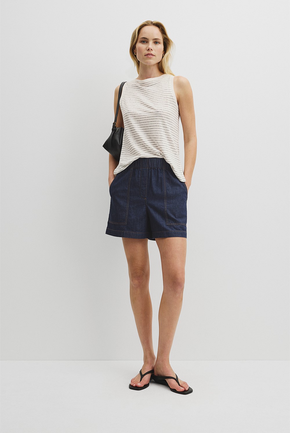 Stripe Linen Boat Neck Tank