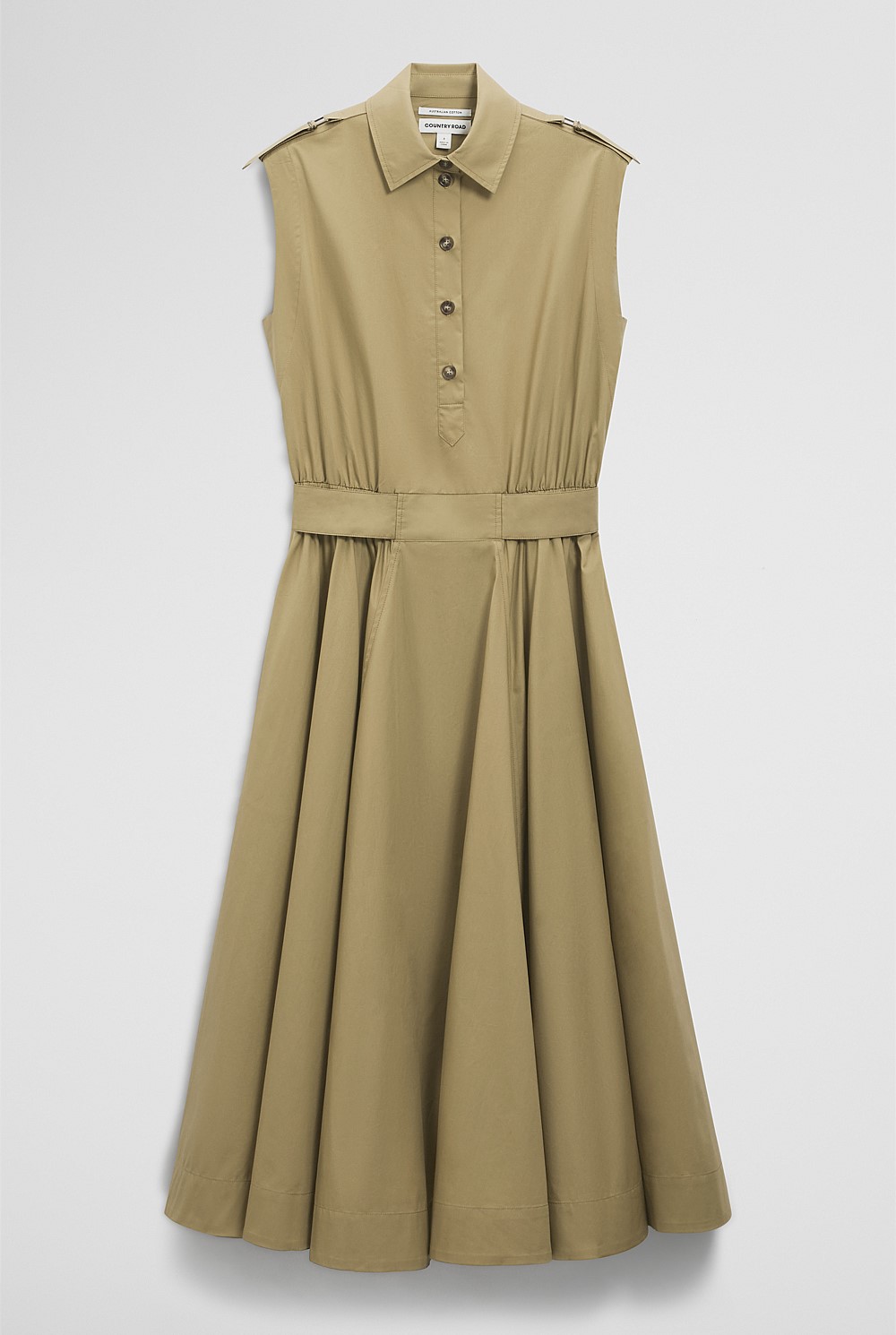 Australian Cotton Fit-and-Flare Midi Dress