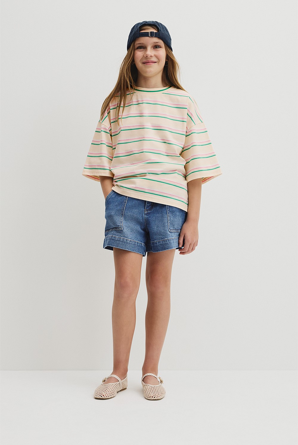 Teen Short Sleeve Oversized Stripe T-Shirt