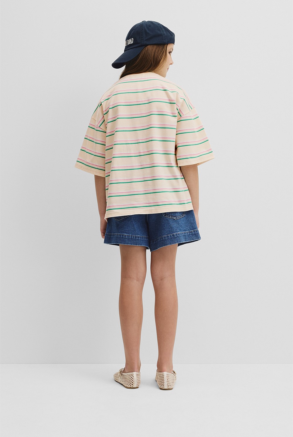 Teen Short Sleeve Oversized Stripe T-Shirt