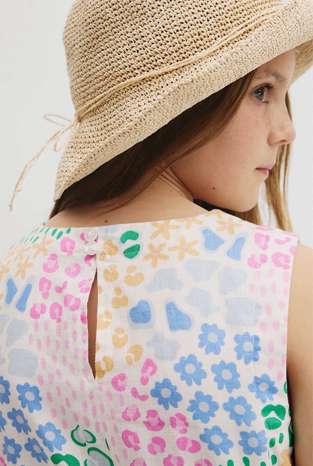Teen Sleeveless Print Shift Dress