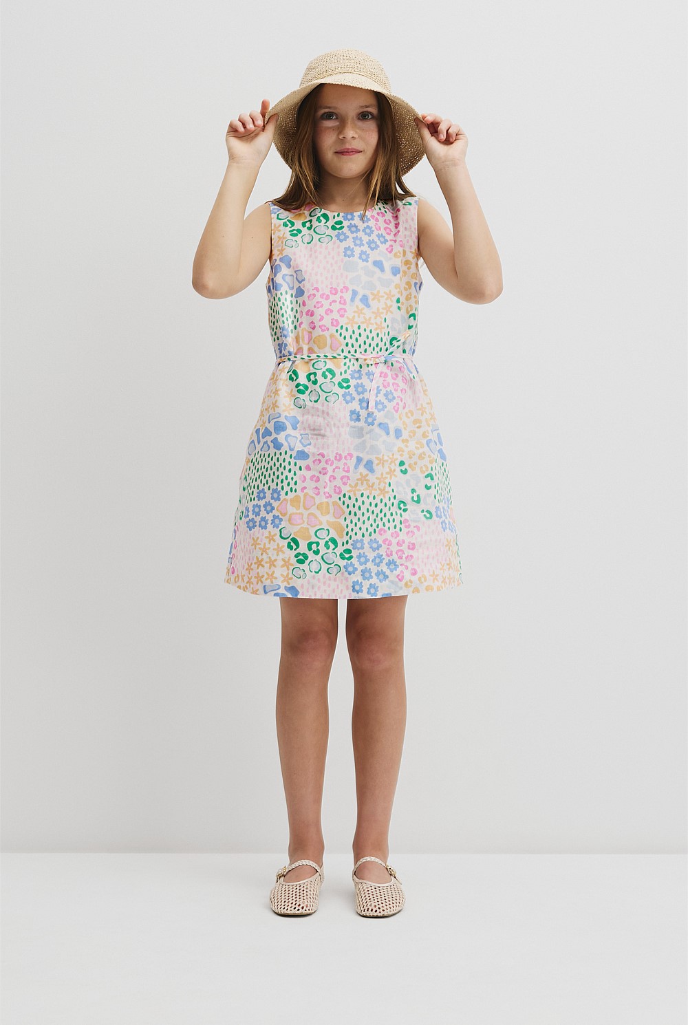 Teen Sleeveless Print Shift Dress
