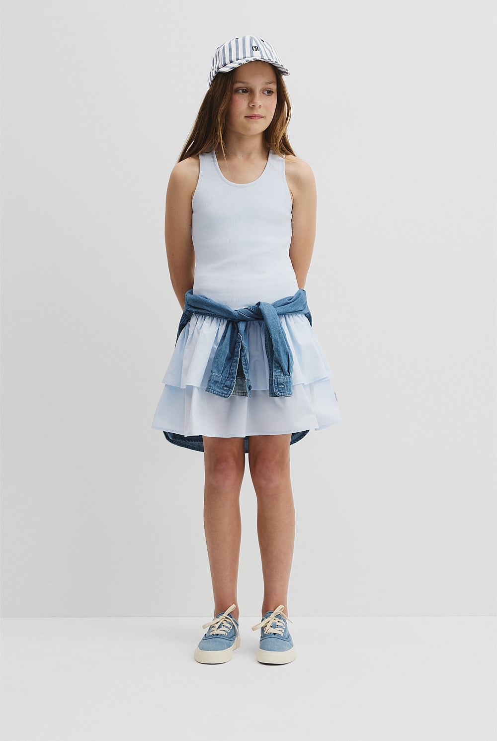 Teen Australian Cotton Blend Sleeveless Knit Woven Dress
