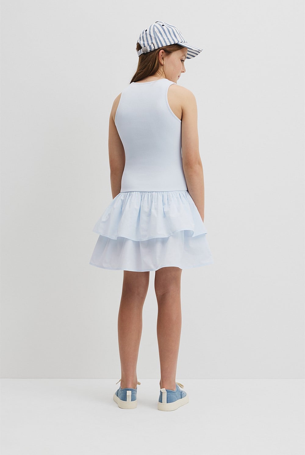 Teen Australian Cotton Blend Sleeveless Knit Woven Dress