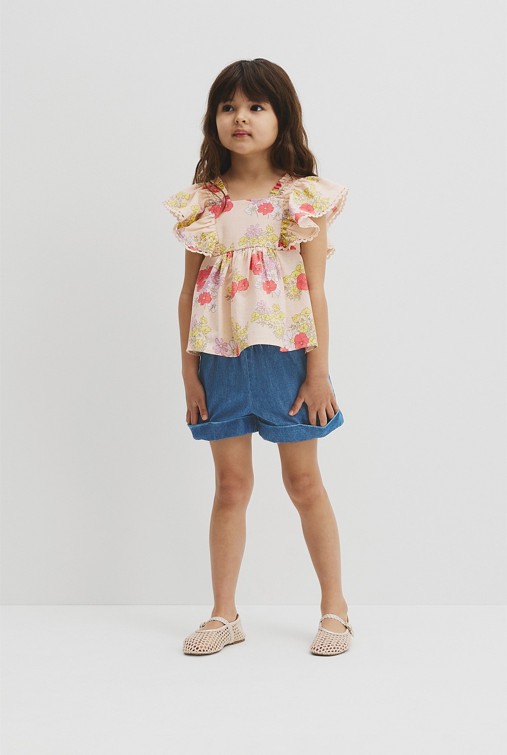 Short Sleeve Flutter Sleeve Top