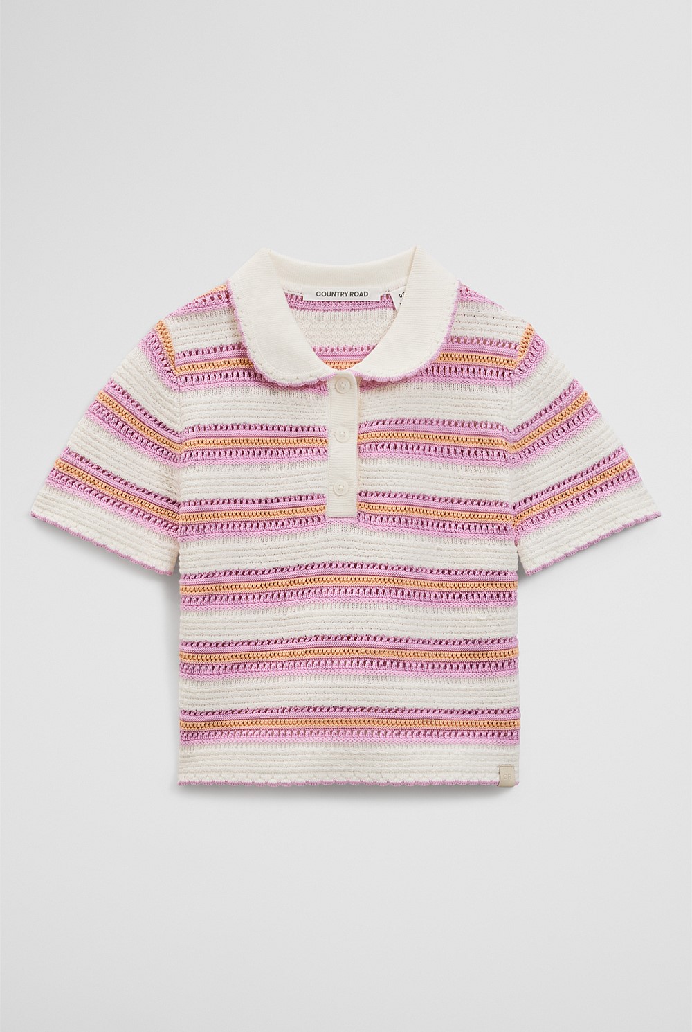 Australian Cotton Short Sleeve Collar Knit Top