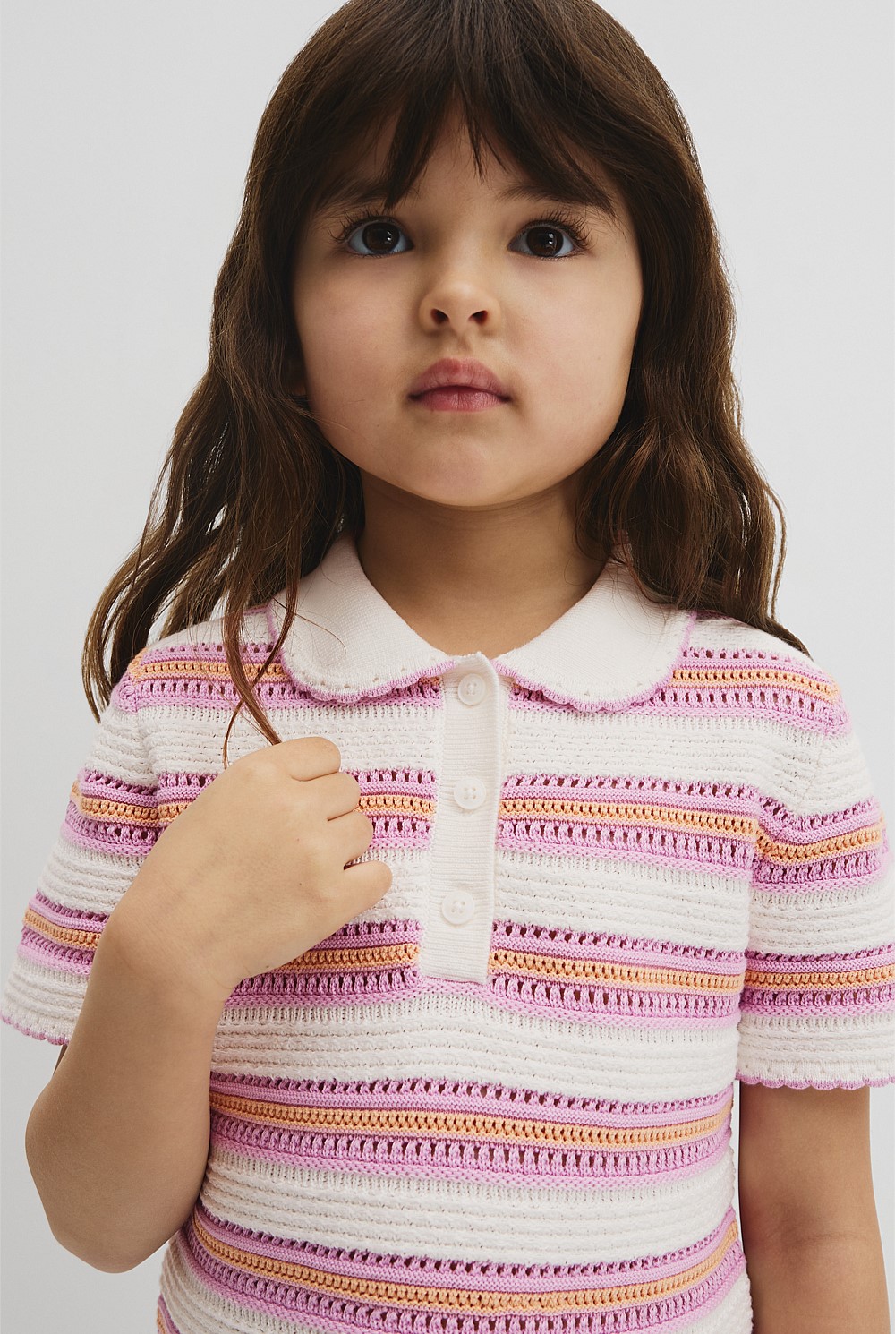 Australian Cotton Short Sleeve Collar Knit Top
