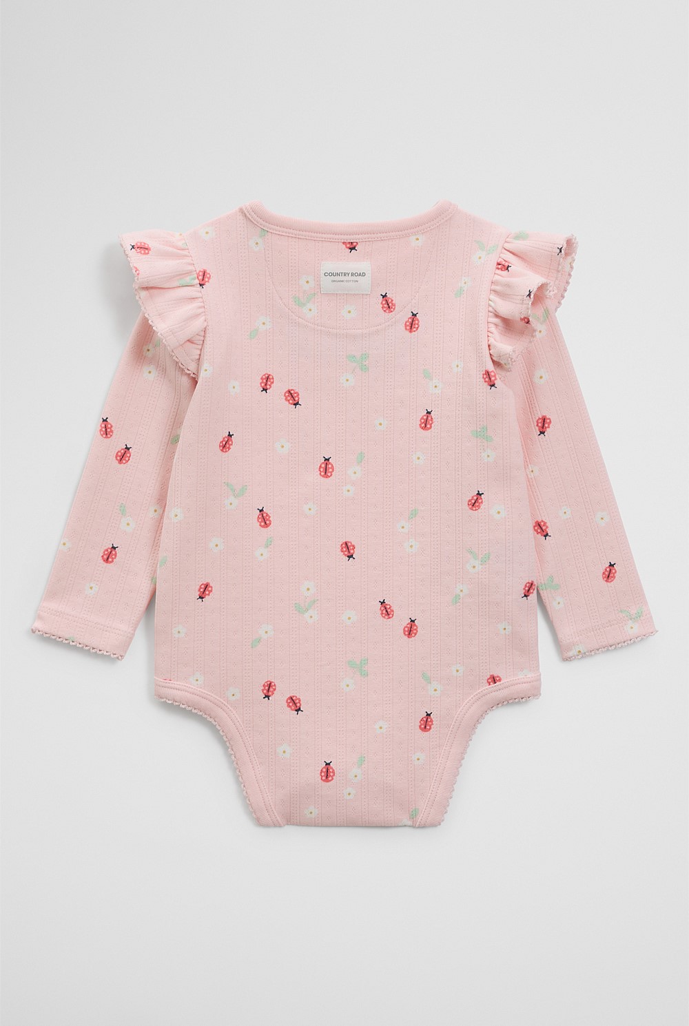 Organically Grown Cotton Blend Pointelle Frill Bodysuit
