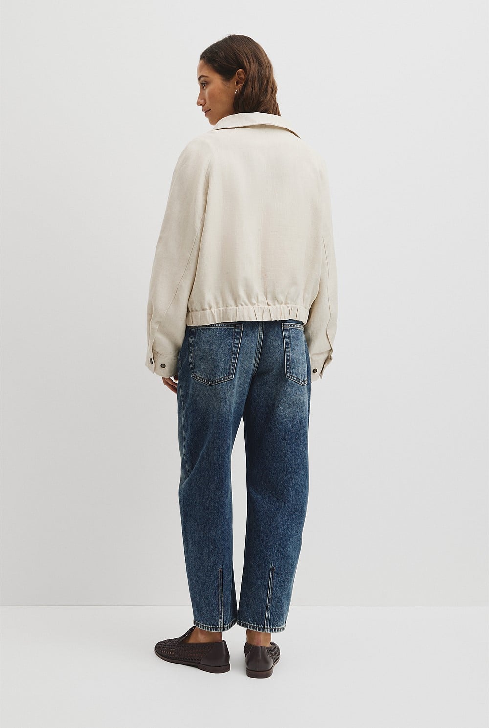 Linen Funnel Neck Jacket