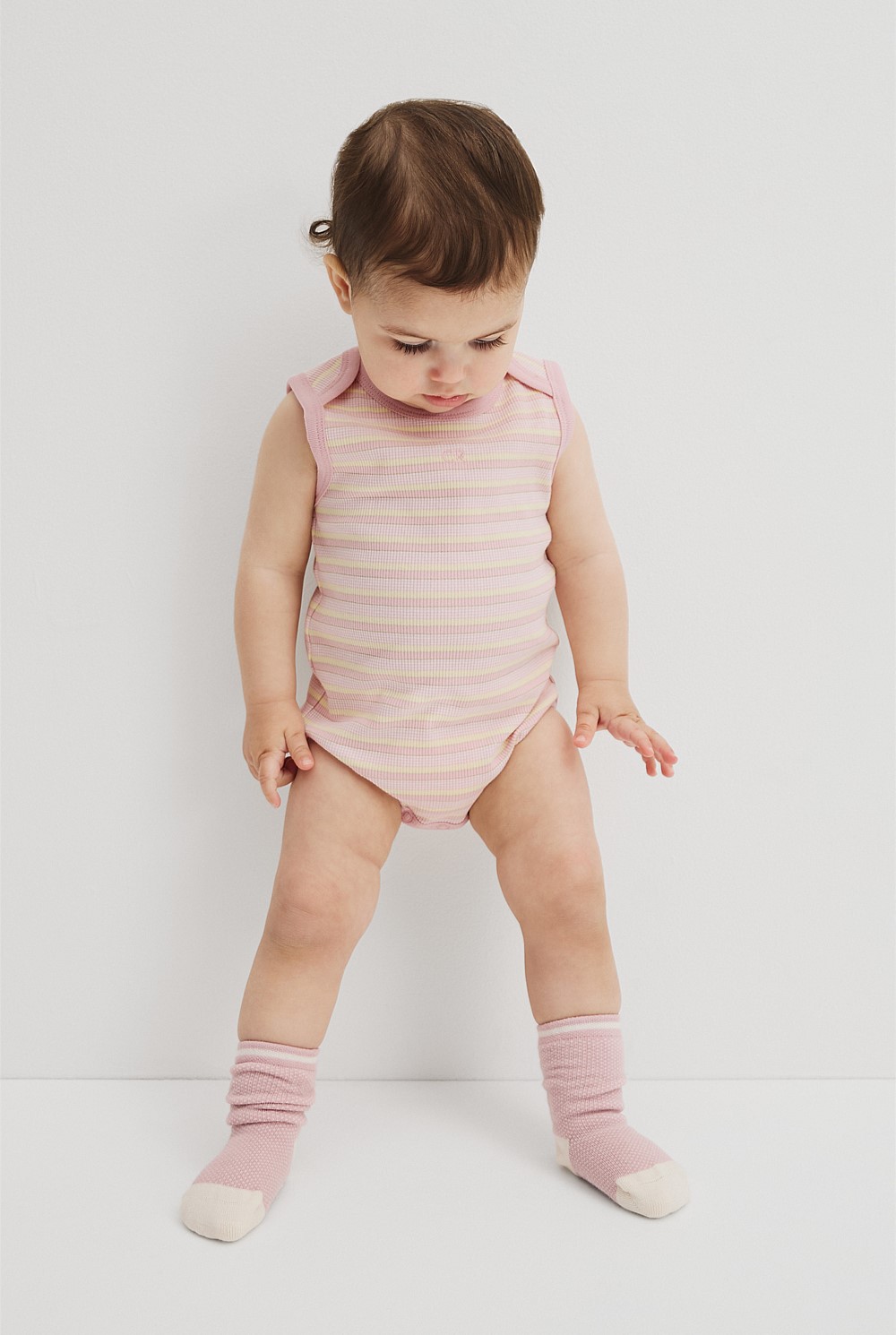 Organically Grown Cotton Blend Sleeveless Rib Bodysuit
