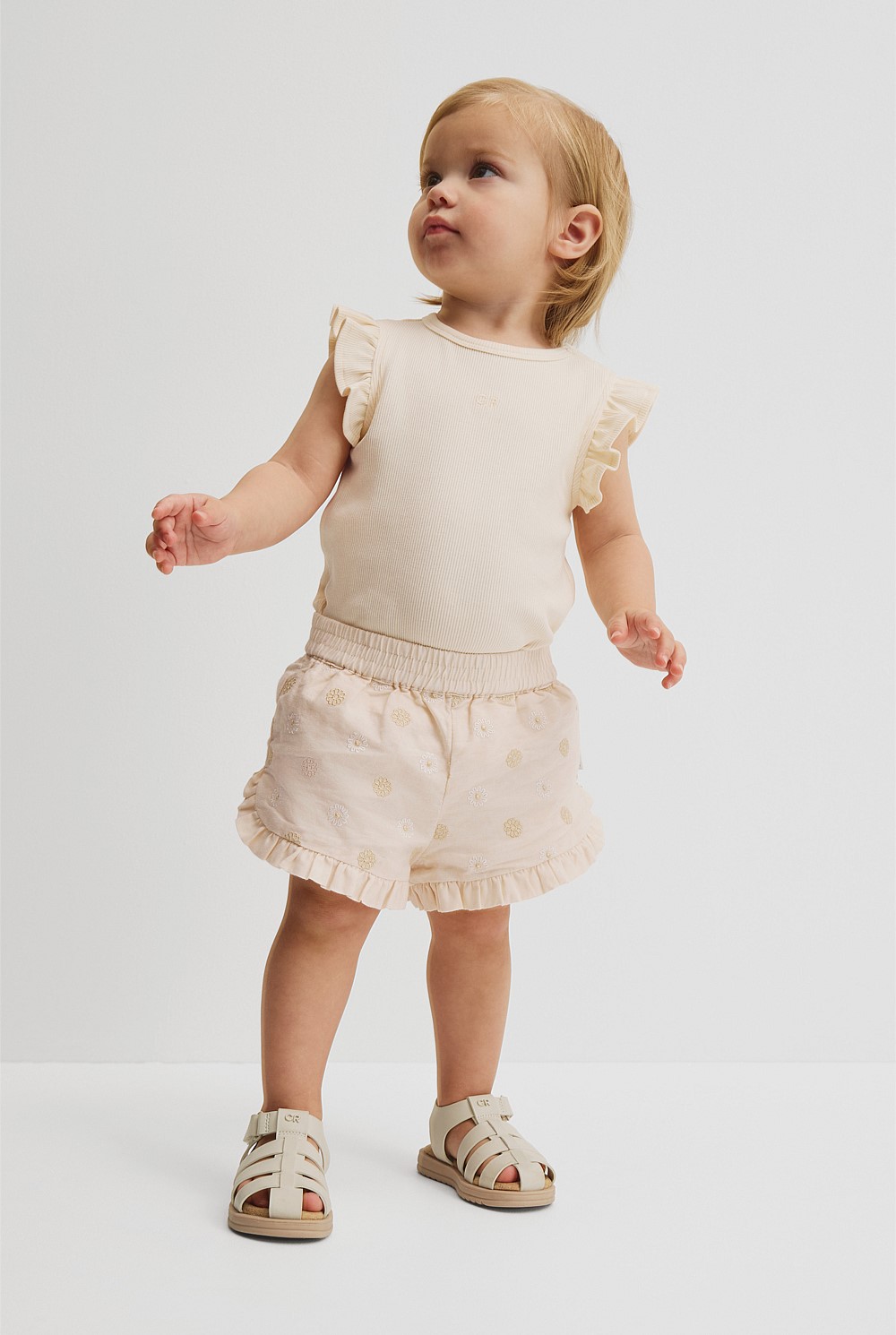 Pull On Embroidered Short