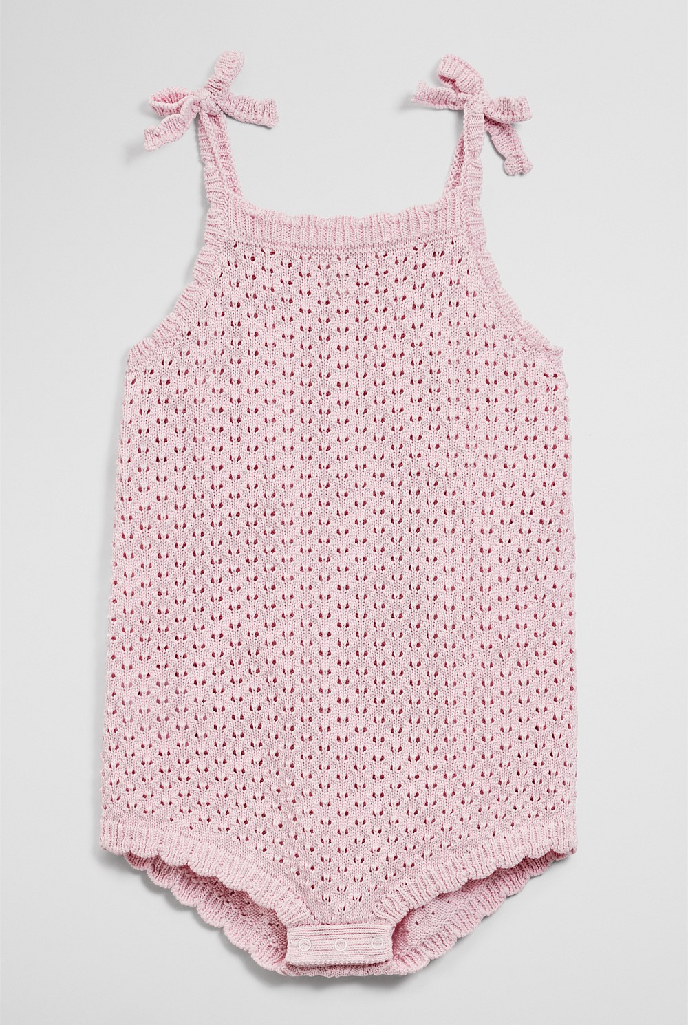 Sleeveless Scallop Knit Romper