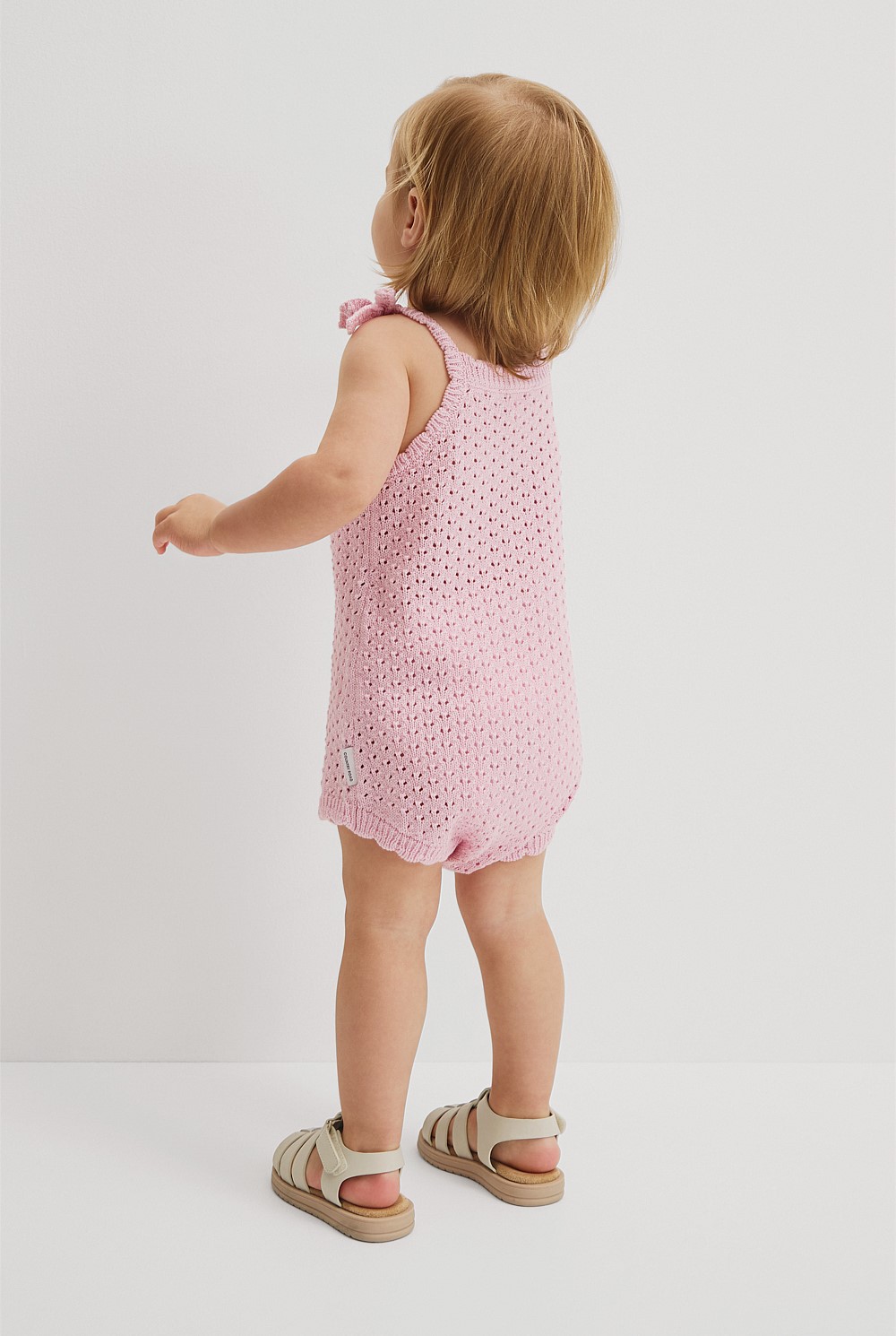 Sleeveless Scallop Knit Romper