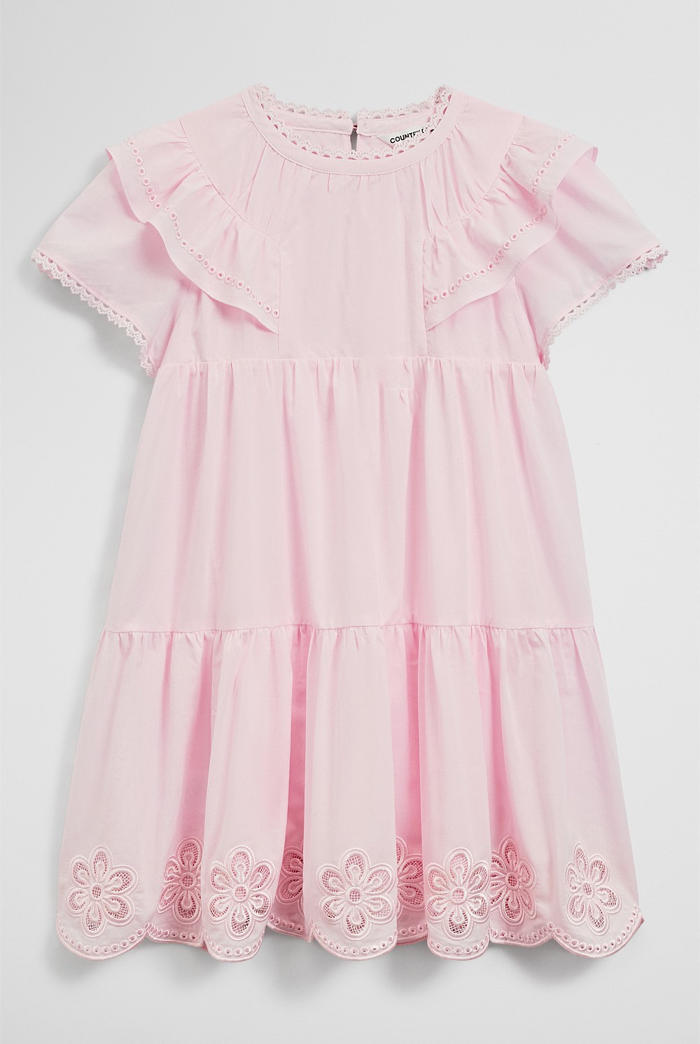 Short Sleeve Tier Cutwork Dress