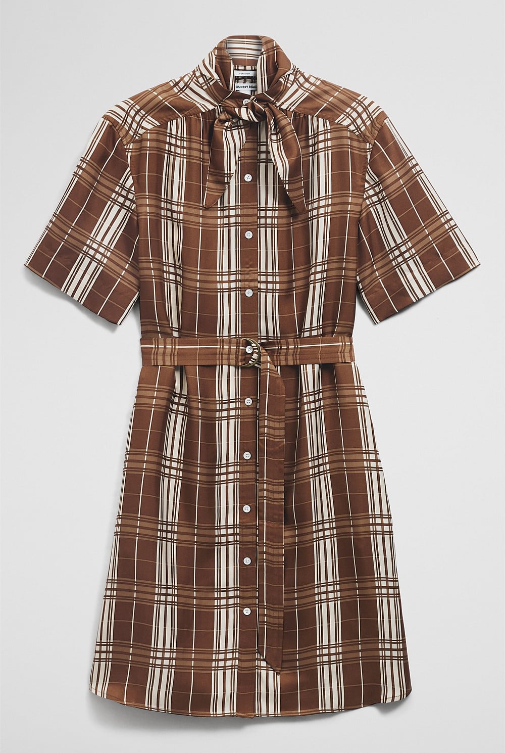 Check Washable Silk Shirt Dress