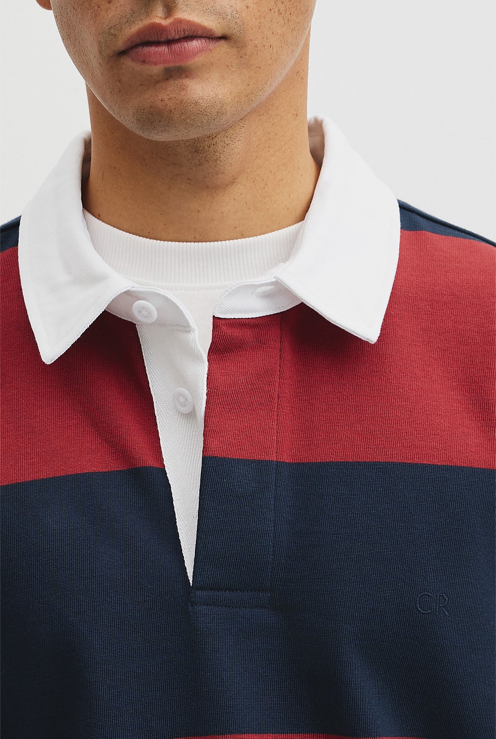 Short Sleeve Australian Cotton Stripe Rugby Polo
