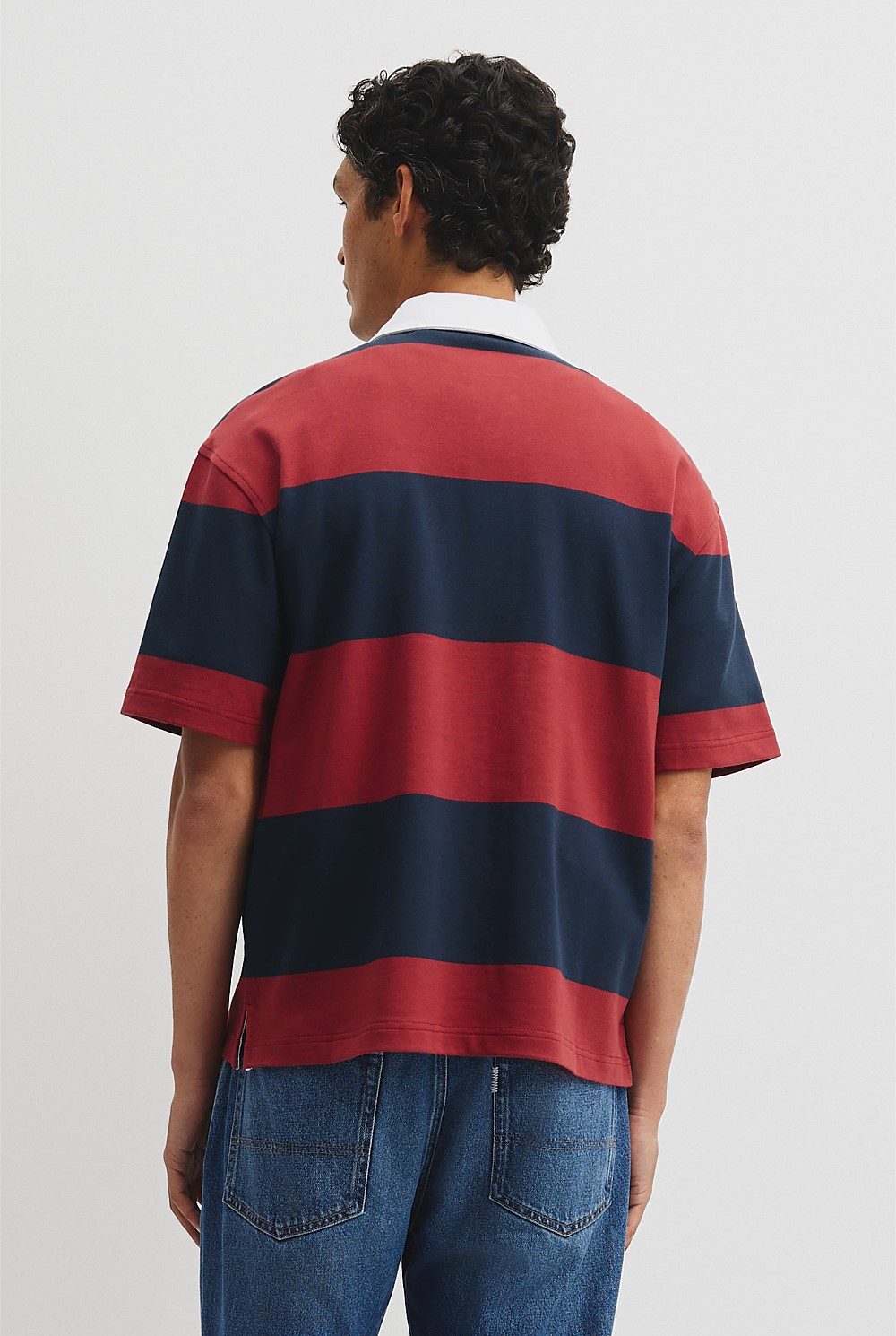 Short Sleeve Australian Cotton Stripe Rugby Polo