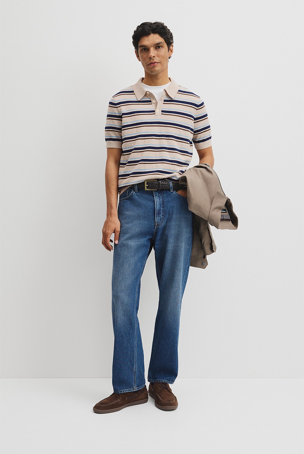 Boucle Stripe Knit Polo
