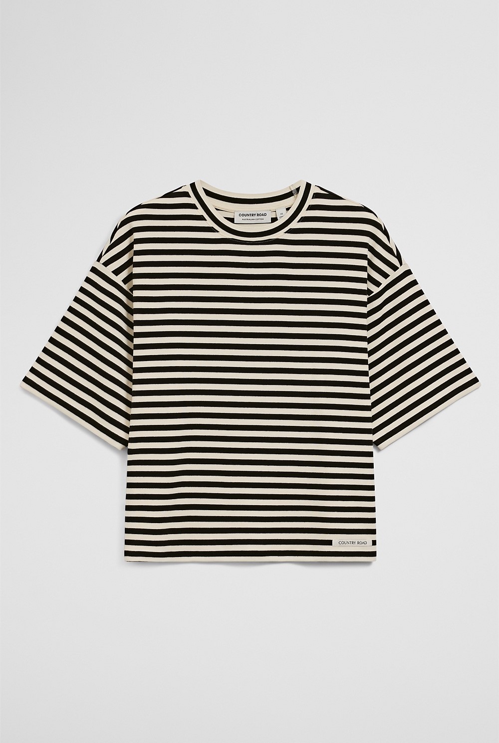 Australian Cotton Blend Stripe Boxy T-Shirt