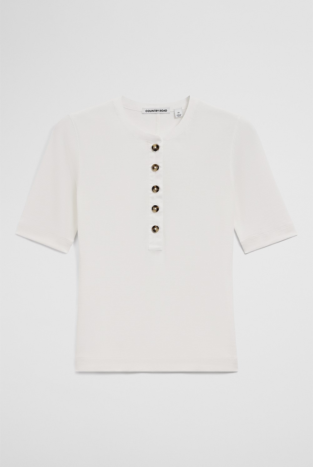 Fine Rib Henley T-Shirt