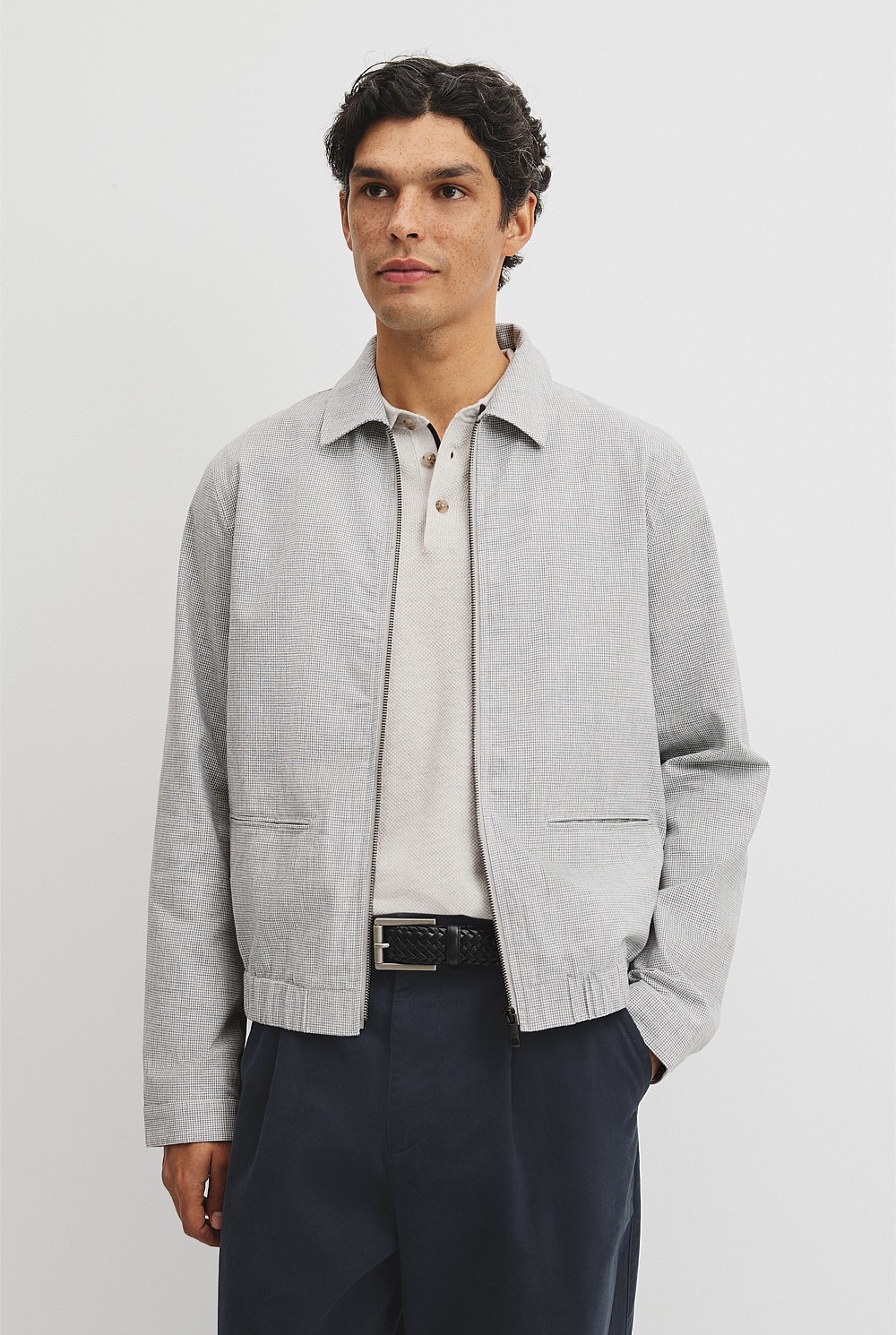 Cotton Linen Houndstooth Jacket