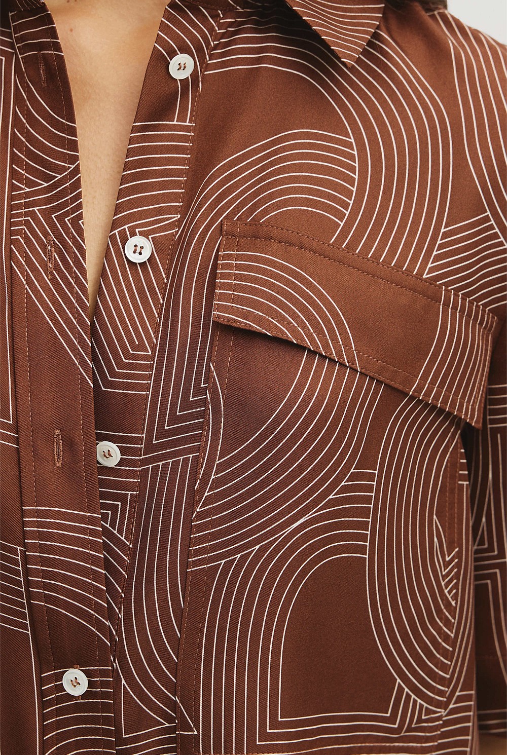 Logo Washable Silk Shirt Dress