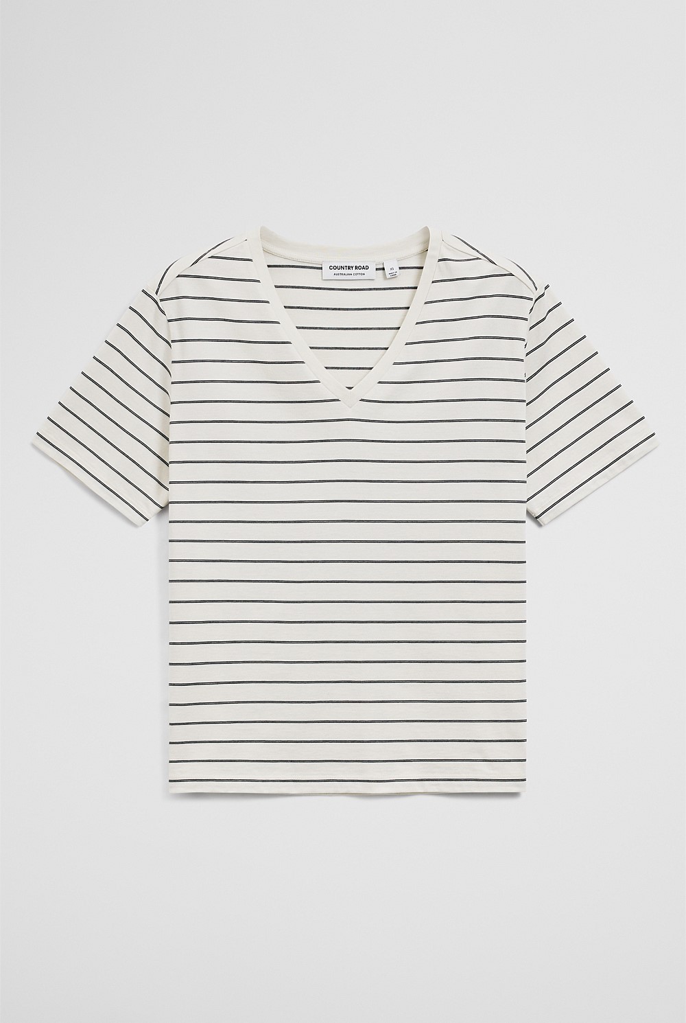 Australian Cotton Stripe V-Neck Neck T-Shirt