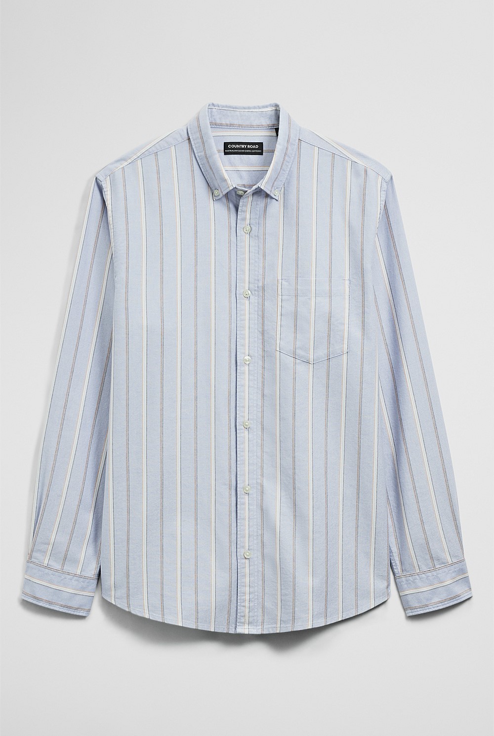 Regular Fit Australian Good Earth Cotton Stripe Oxford Shirt