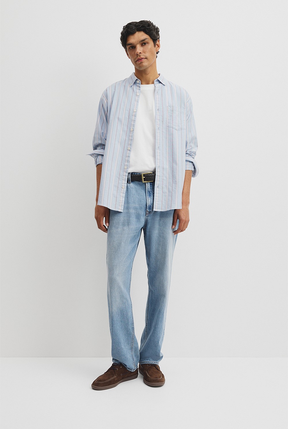 Regular Fit Australian Good Earth Cotton Stripe Oxford Shirt