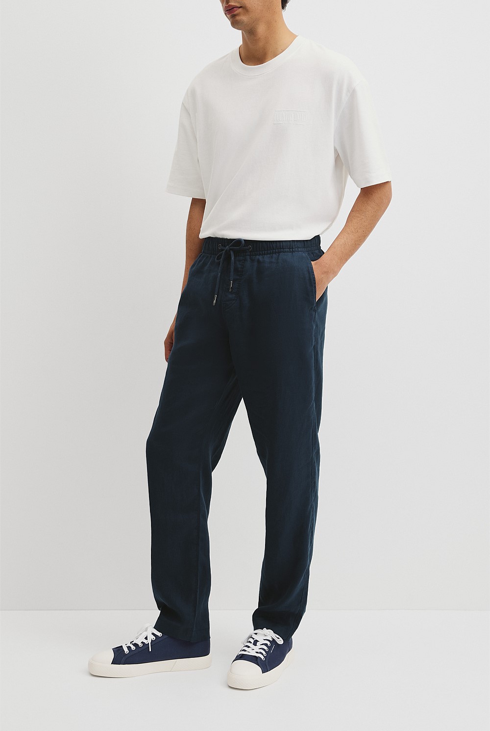 Relaxed Fit Linen Drawcord Pant