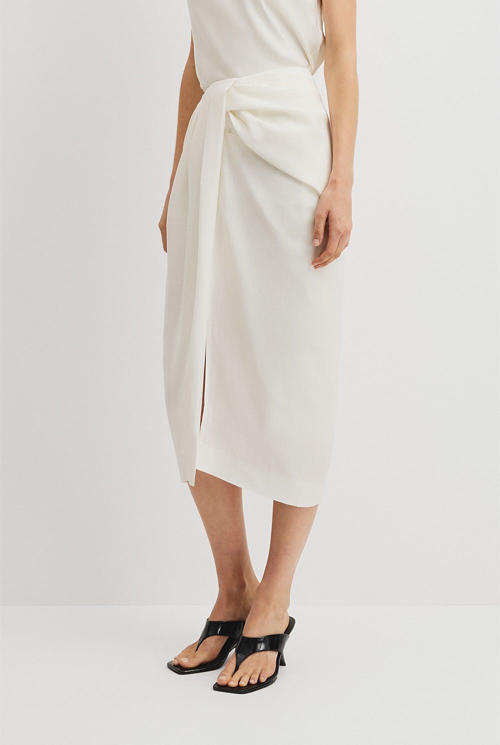 Knot Detail Midi Skirt