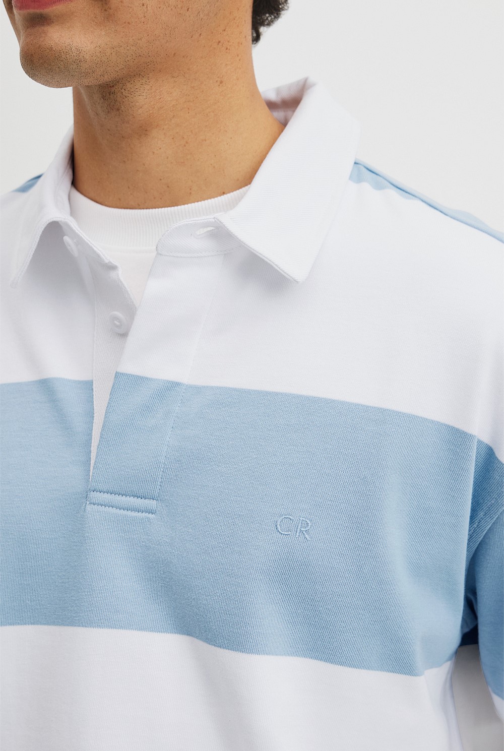 Short Sleeve Australian Cotton Stripe Rugby Polo