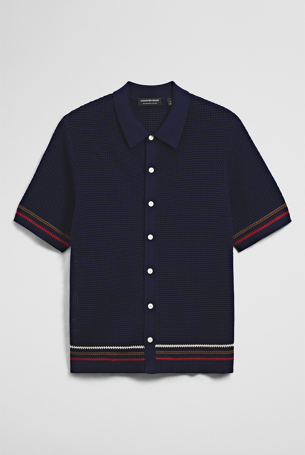 Relaxed Fit Australian Cotton Stripe Knit Shirt