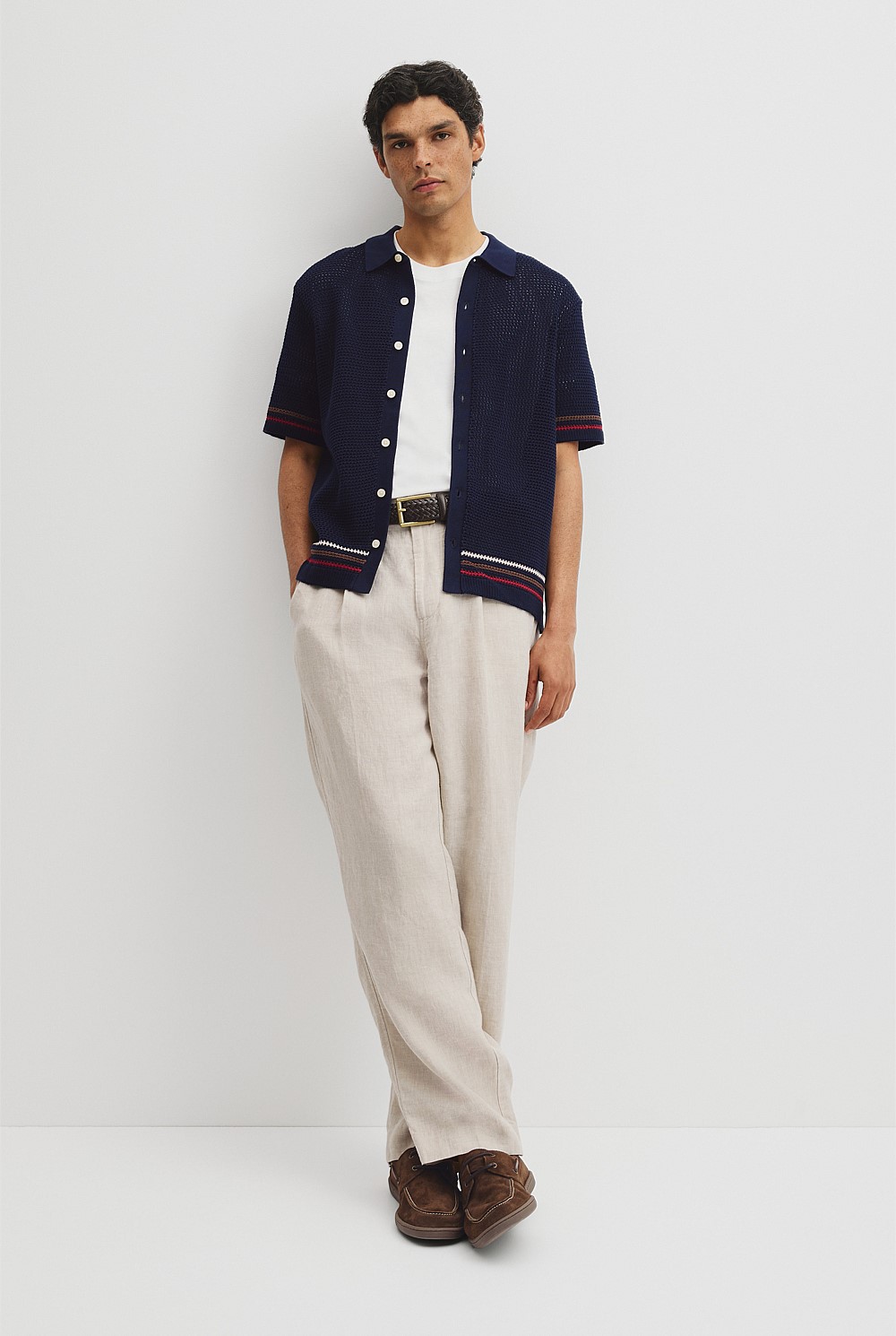 Relaxed Fit Australian Cotton Stripe Knit Shirt