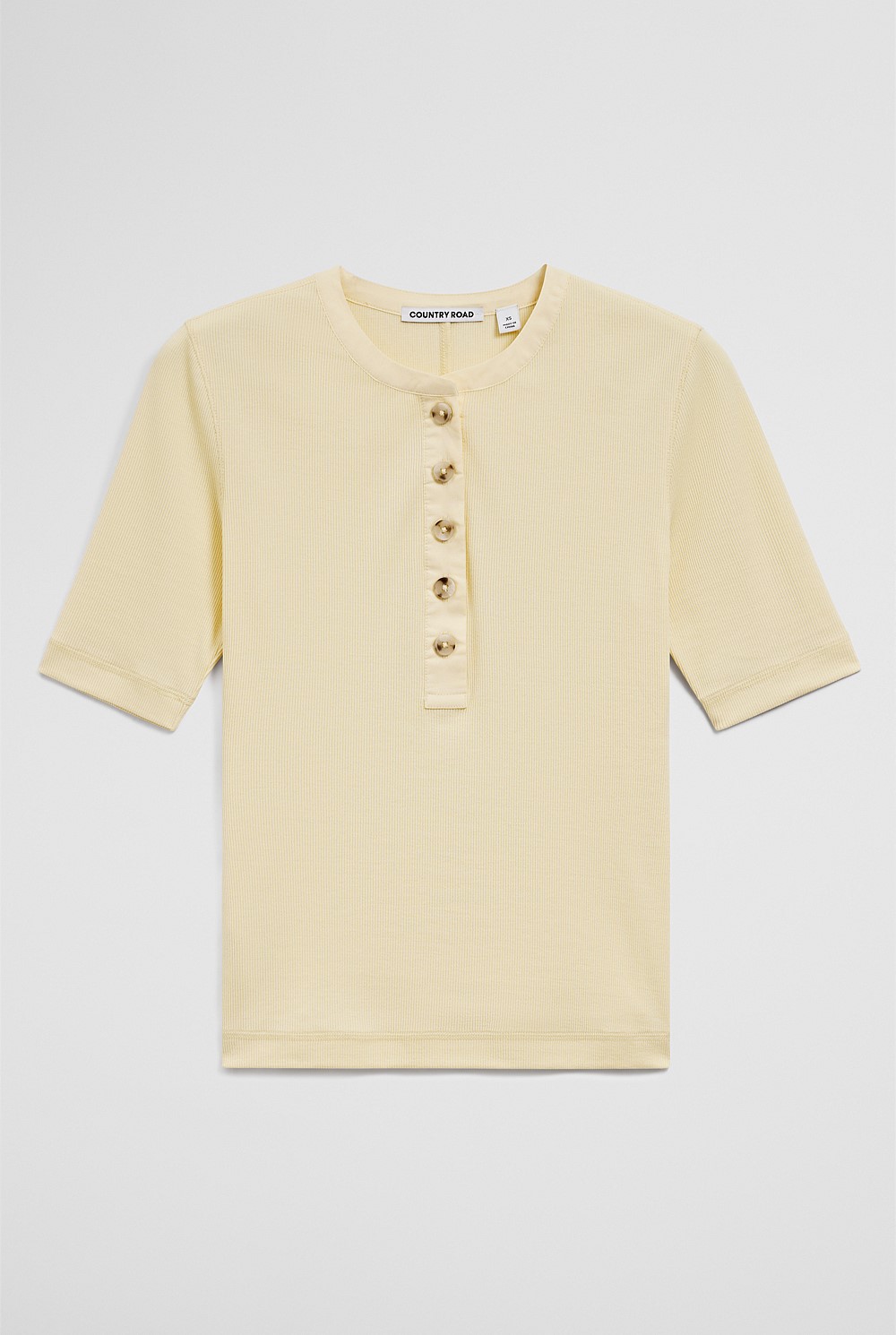 Fine Rib Henley T-Shirt