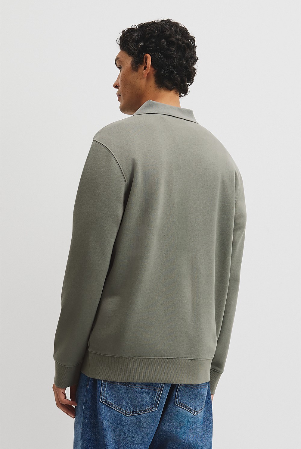 Long Sleeve Button Collar Sweat