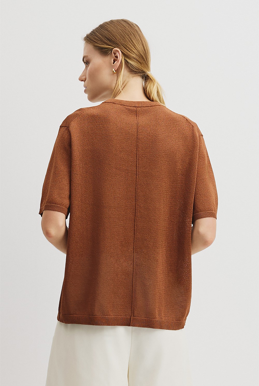 Fine Mesh Knit T-Shirt