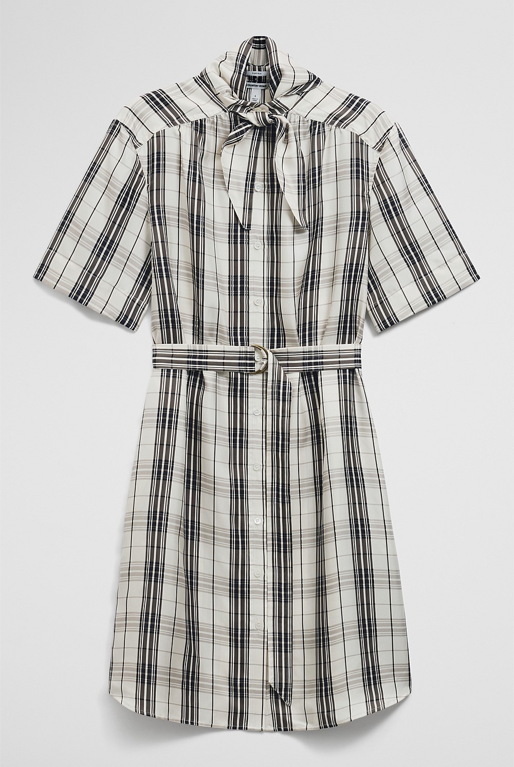 Check Silk Shirt Dress
