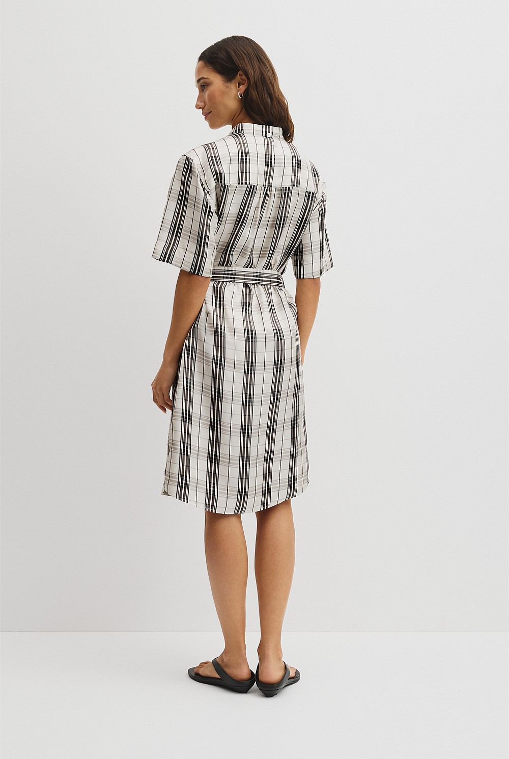 Check Silk Shirt Dress