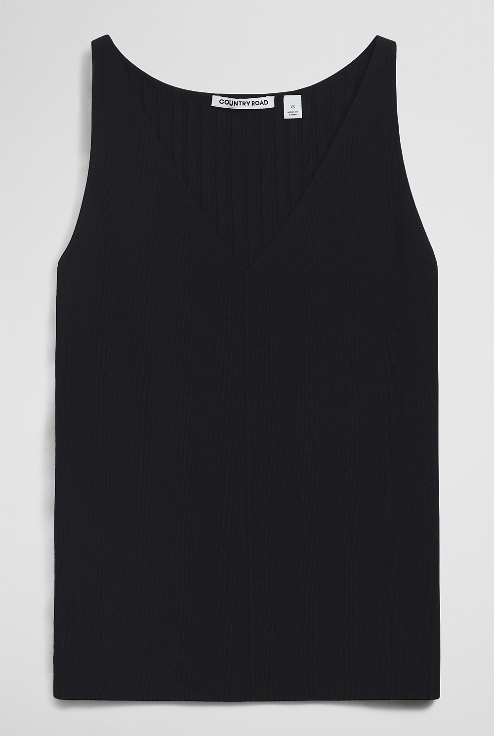 V-Neck Rib Detail Knit Tank