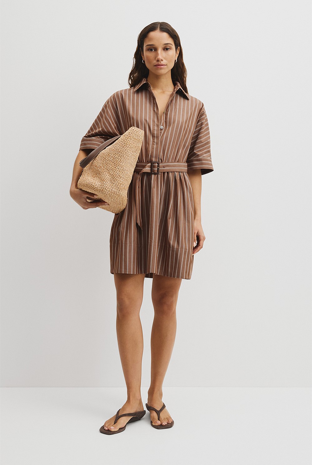 Belted Mini Shirt Dress