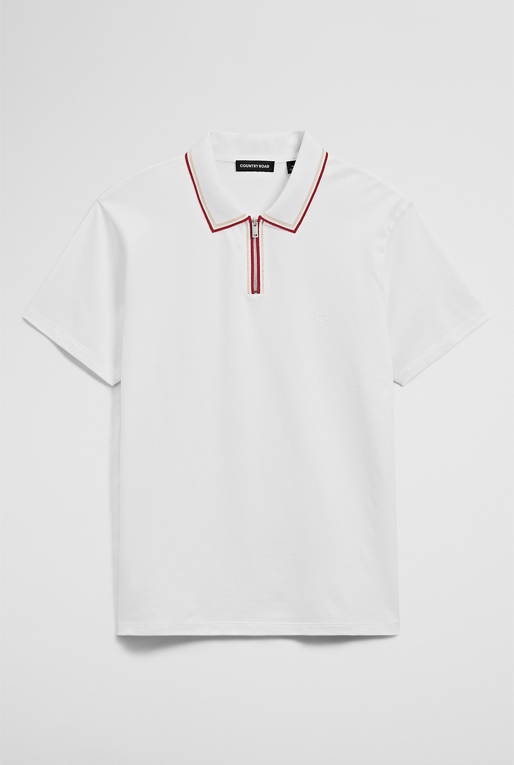 Short Sleeve Tipped Zip Polo
