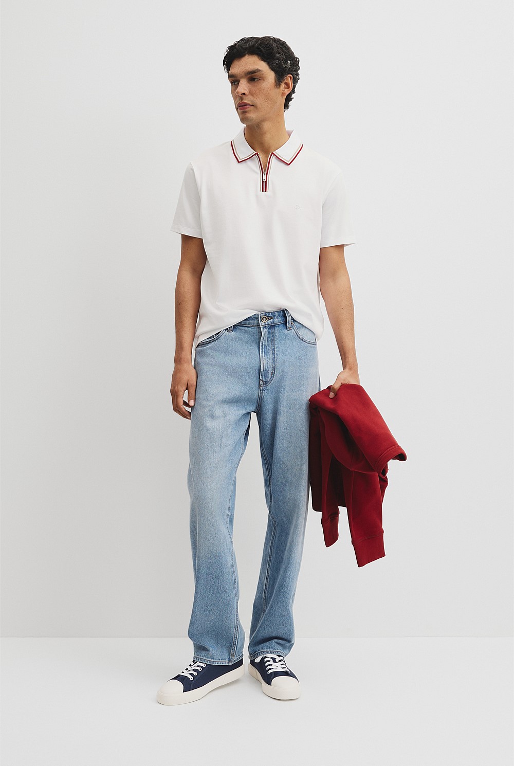 Short Sleeve Tipped Zip Polo
