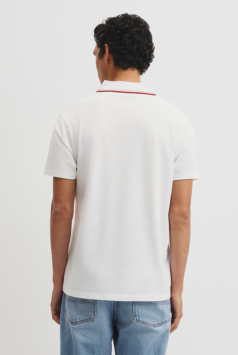 Short Sleeve Tipped Zip Polo
