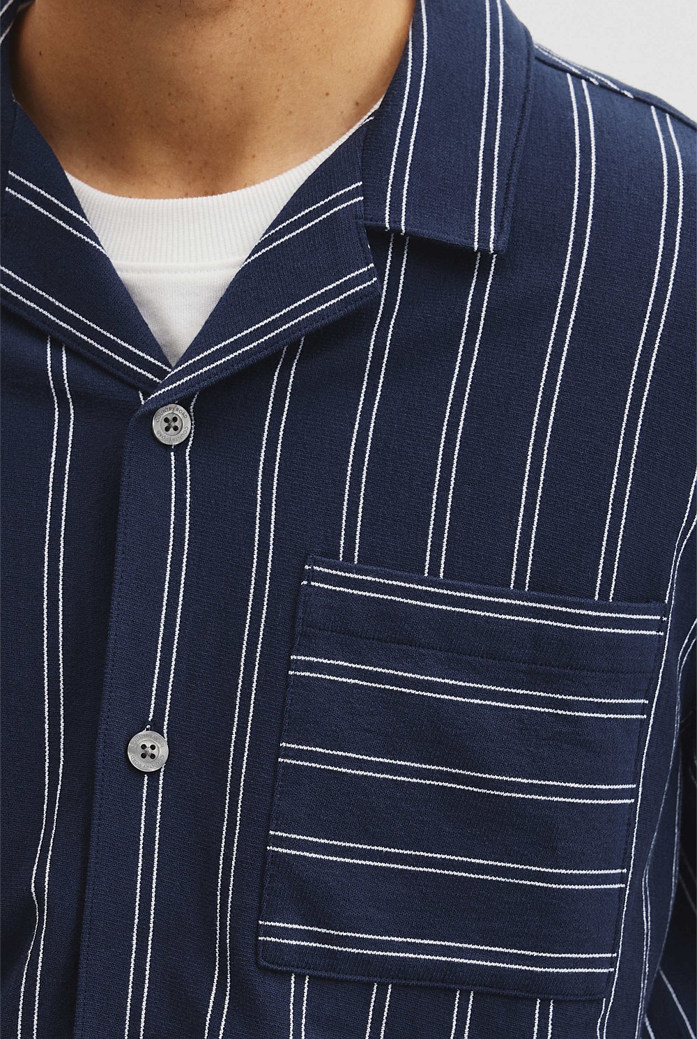 Textured Stripe Cuban Shirt